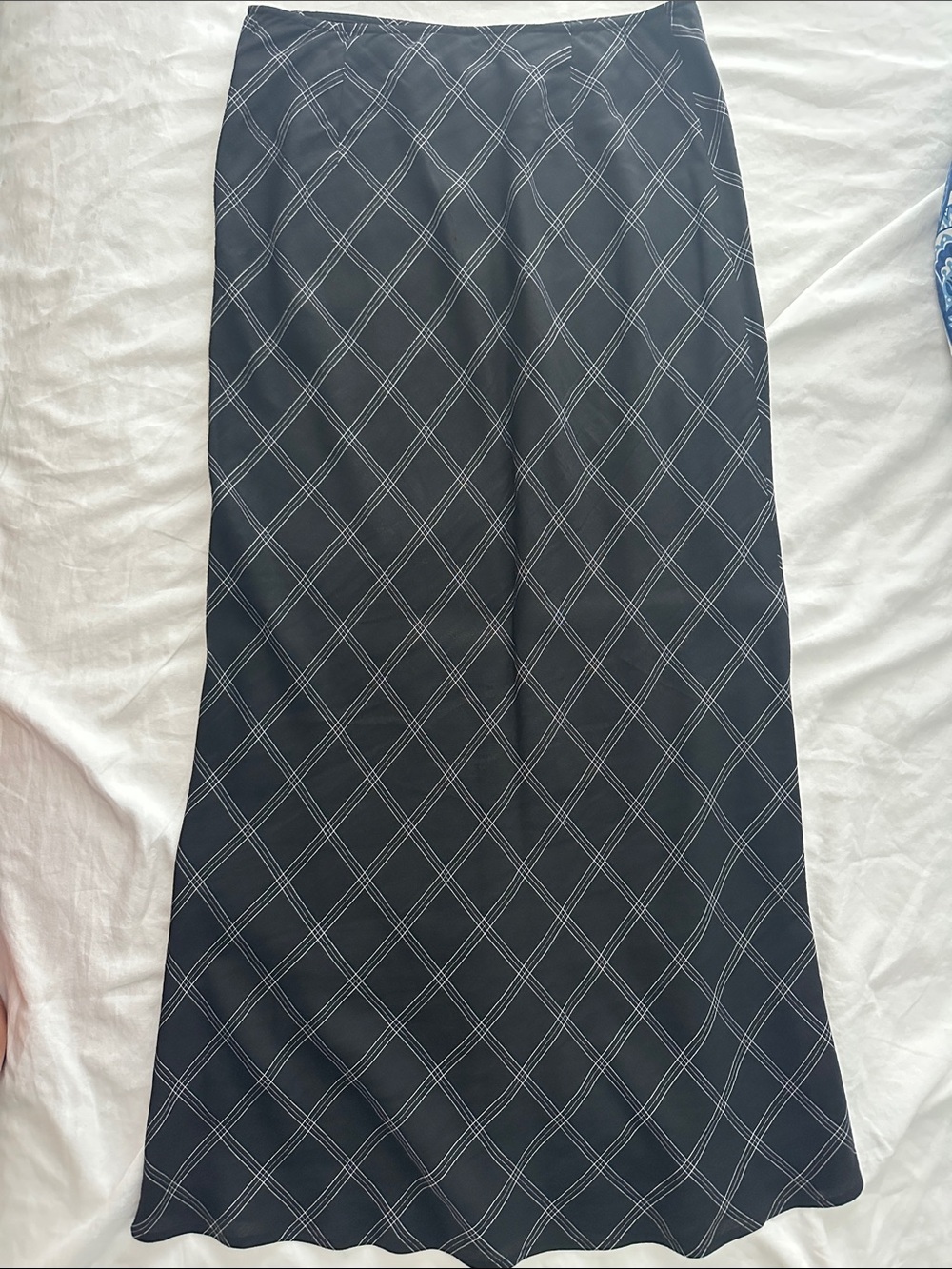 LOFT Black Maxi Skirt with White Windowpane